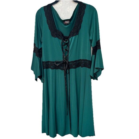 Vintage Dare To Wear 3X Lace Up Long Sleeve Babydoll Dress Goth Witchy Y2K USA - Picture 1 of 10